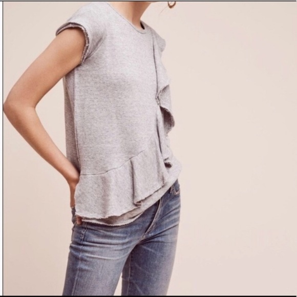 Deletta Tops - Deletta Ruffle Short Sleeve Sweatshirt